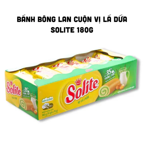 Bánh bông lan cuộn vị lá dứa Solite – hộp giấy 180g