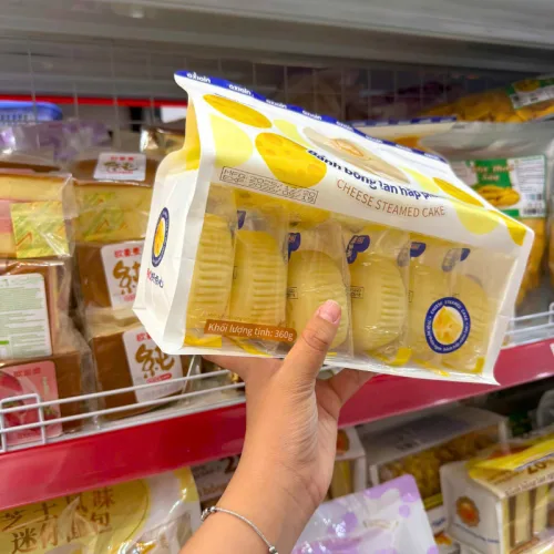 Shop sỉ bánh Bông Lan Hấp Phô Mai AXIQIN 360g (Bịch 10 Gói)