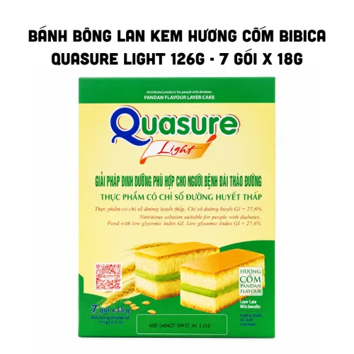 Bánh bông lan nhân kem hương cốm Quasure Light Bibica, 7 gói 18g