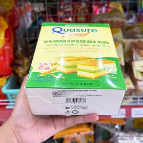 Bánh bông lan nhân kem hương cốm Quasure Light Bibica, 7 gói 18g