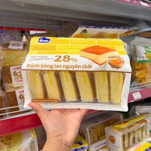 Chuyên sỉ bánh Bông Lan Nguyên Chất 28% Trứng Gà Tươi Axiain 360g (Bịch 10 Gói)