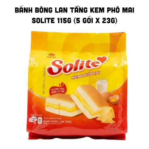 Chuyên sỉ bánh Bông Lan Tầng Kem Phô Mai Solite 115g (5 Gói x 23g)