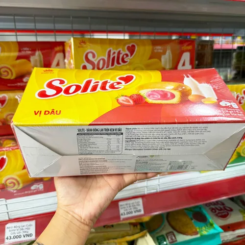 Bánh Solite Bông Lan Tròn Nhân Kem Dâu 324g
