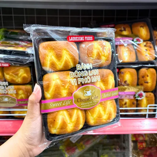 Shop sỉ bánh Bông Lan Tươi Laobeijing Foods Vị Phô Mai Khay 6 Cái 183g