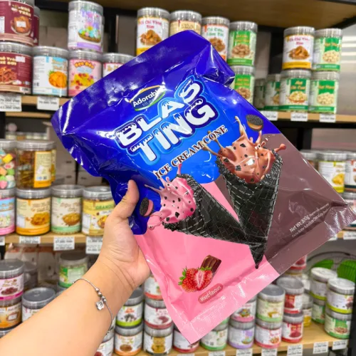 Shop sỉ bánh Ốc Quế Kem Mix 2 Vị Dâu Socola Adorable 300g