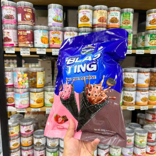 Shop sỉ bánh Ốc Quế Kem Mix 2 Vị Dâu Socola Adorable 300g
