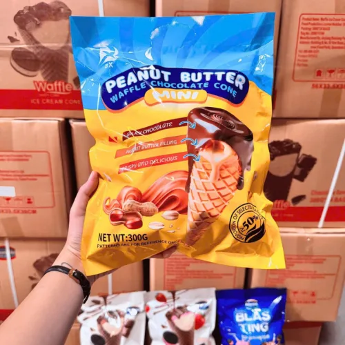 Bánh waffle ốc quế vị bơ đậu phộng socola BX 300 g