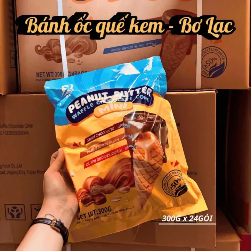 Bánh waffle ốc quế vị bơ đậu phộng socola BX 300 g
