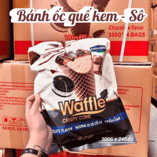 Chỗ sỉ bánh Ốc Quế Waffle Socola Adorable 300g