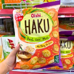 Nguồn hàng sỉ bánh Gạo Mini Oishi Haku Mè Rang Tỏi Giòn 150g