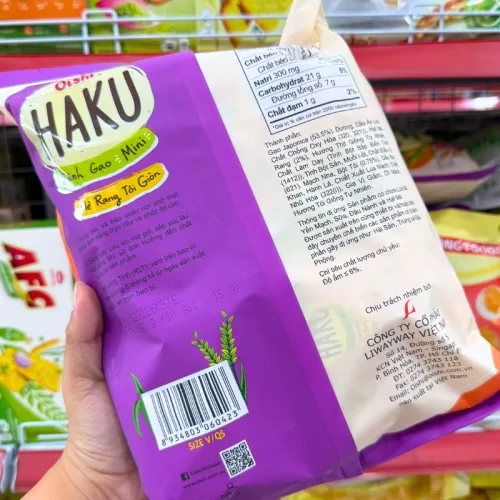 Nguồn hàng sỉ bánh Gạo Mini Oishi Haku Mè Rang Tỏi Giòn 150g