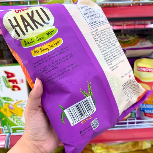 Nguồn hàng sỉ bánh Gạo Mini Oishi Haku Mè Rang Tỏi Giòn 150g