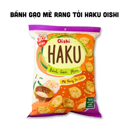 Nguồn hàng sỉ bánh Gạo Mini Oishi Haku Mè Rang Tỏi Giòn 150g
