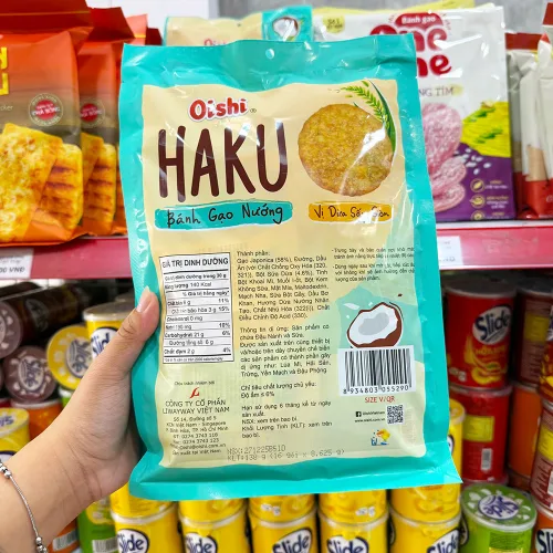 Shop sỉ bánh Gạo Nướng OISHI HAKU Vị Dừa Sấy Giòn 138g