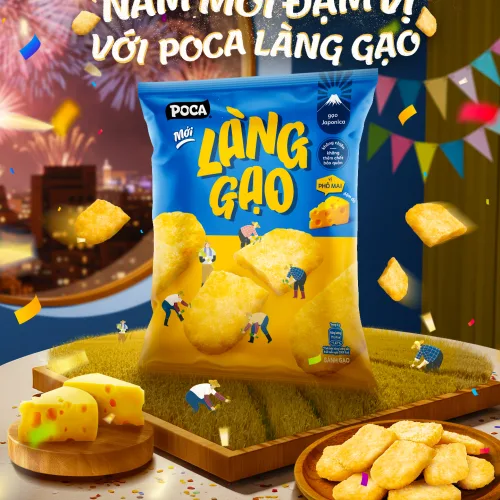 Chỗ sỉ bánh Gạo Poca Làng Gạo Vị Phô Mai 108g - Bịch Xanh Dương