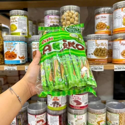 Nguồn hàng sỉ bánh Que Kem OISHI AKIKO Nhân Sữa Dừa 140g - Màu Xanh Lá