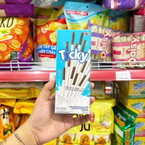 Bánh que đũa Ticky Uni Firms phủ sữa 18g - Màu xanh dương – một lựa chọn đáng tham khảo trong Ticky