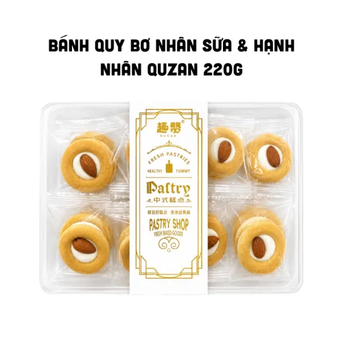 Chuyên sỉ bánh Quy Bơ Nhân Sữa & Hạnh Nhân Quzan 220g