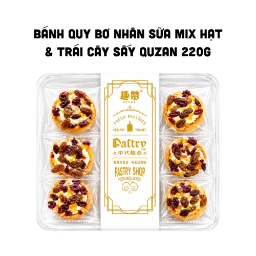Bánh quy bơ Quzan nhân sữa kết hợp hạt và trái cây sấy 220g