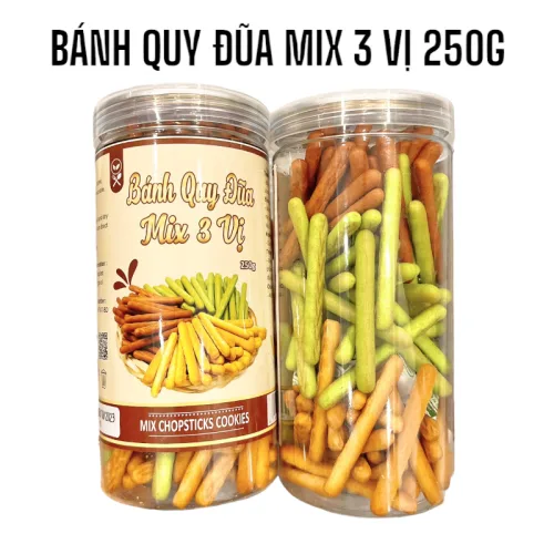 Bánh Quy Que Mix 3 Vị Bơ Sữa, Chùm Ngây, Socola 250g