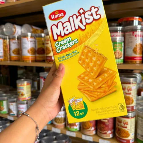 Nguồn hàng sỉ bánh Quy Giòn Lúa Mạch Phô Mai ROMA MALKIST Vàng 168g - Hộp 12 Gói