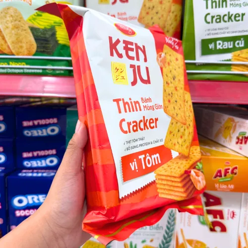 Bánh quy Kenju Richy vị tôm mỏng giòn, gói 192g