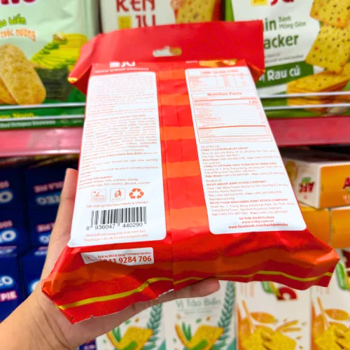 Bánh quy Kenju Richy vị tôm mỏng giòn, gói 192g