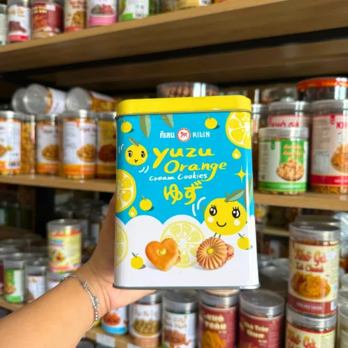 Bánh Quy Nhân Kem Cam Yuzu Hộp Thiếc KILIN Thái Lan 400g - Hộp Xanh Vàng – một lựa chọn đáng tham khảo trong bánh kilin thái lan