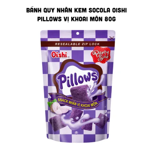 Chỗ sỉ bánh Quy Nhân Kem Socola OISHI PILLOWS Vị Khoai Môn 80g