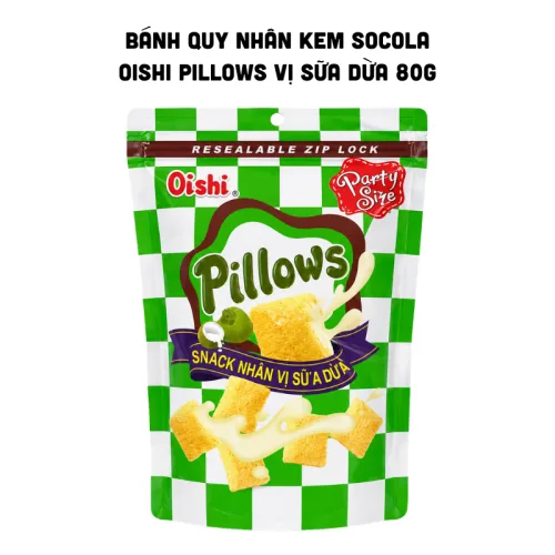Bánh Quy OISHI PILLOWS Nhân Kem Socola Vị Sữa Dừa, 80g