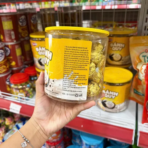 Bánh quy Sugarsky nhân socola nổ cắn bột nhão 500g, hộp vàng