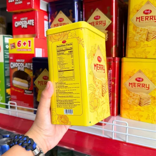Nơi lấy sỉ bánh Quy Đường RICHY MERRY Thiếc Hình Trụ 156g (3 Màu Xanh Dương/ Vàng/ Đỏ)