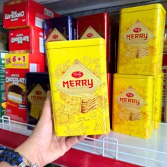 Nơi lấy sỉ bánh Quy Đường RICHY MERRY Thiếc Hình Trụ 156g (3 Màu Xanh Dương/ Vàng/ Đỏ)