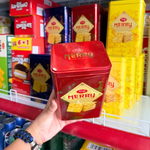 Nơi lấy sỉ bánh Quy Đường RICHY MERRY Thiếc Hình Trụ 156g (3 Màu Xanh Dương/ Vàng/ Đỏ)