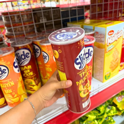Chuyên sỉ bánh Snack Khoai Tây Lát Slide Vị Thịt Nướng - Bánh Slide Khoai Tây Màu Nâu 145Gr (Hộp To)