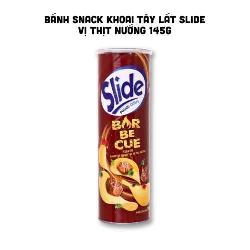 Chuyên sỉ bánh Snack Khoai Tây Lát Slide Vị Thịt Nướng - Bánh Slide Khoai Tây Màu Nâu 145Gr (Hộp To)