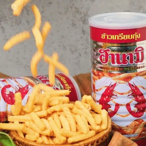 Thùng 12 lon bánh snack tôm HANAMI Thái Lan, 110gr mỗi lon