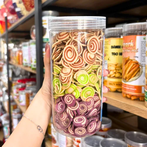 Bánh tai heo hũ pet 350g, mix 3 vị Caramel, Khoai Môn, Trà Xanh