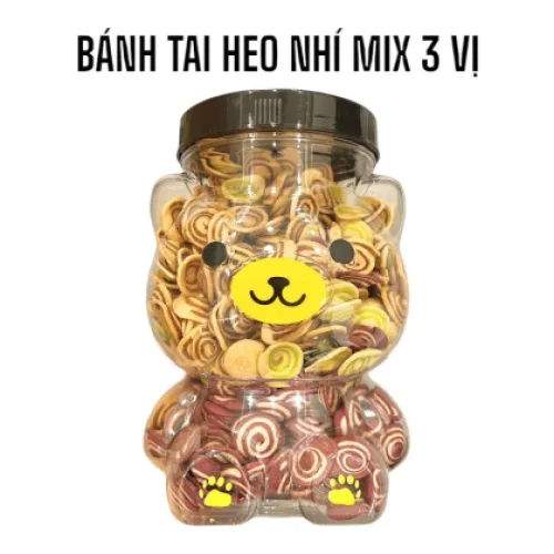 Chỗ sỉ bánh Tai Heo Mix 3 Vị (Caramel, Khoai Môn, Trà Xanh) 400g Thơm Ngon - Hũ Gấu Lớn