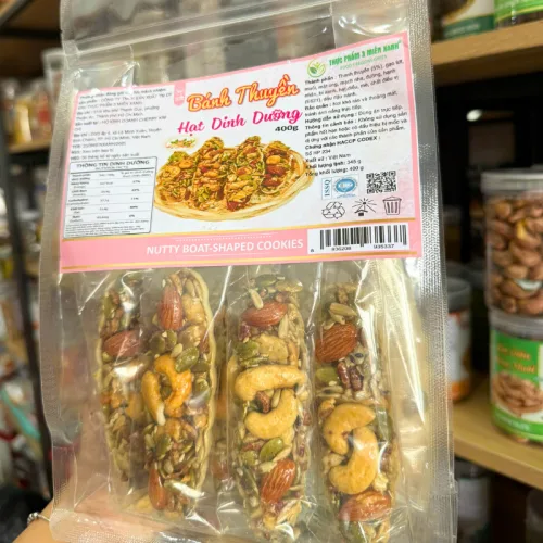 Shop sỉ bánh Thuyền Hạt Dinh Dưỡng 400g - Túi Zip Trong