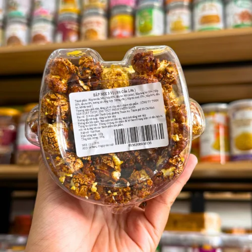Chỗ sỉ bắp Rang Bơ Mix 3 Vị (Truyền Thống, Trà Xanh, Socola) 230g - Hộp Gấu Lớn