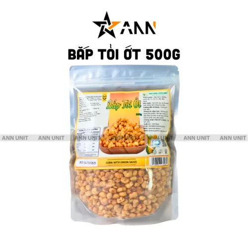 Snack bắp tỏi ớt thơm ngon, đóng gói túi zip 500g