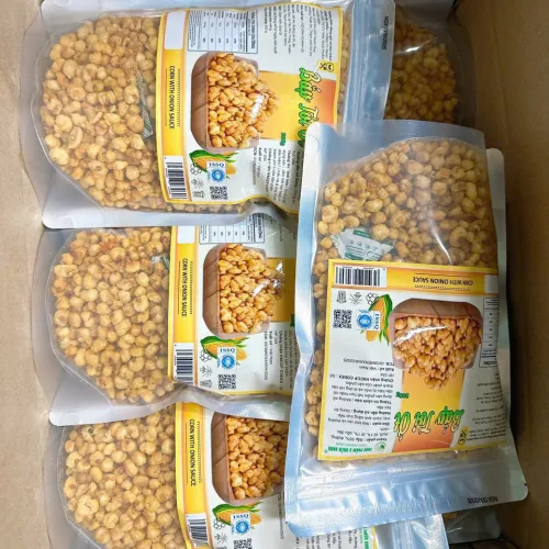 Snack bắp tỏi ớt thơm ngon, đóng gói túi zip 500g