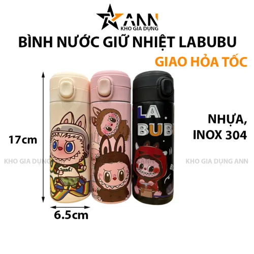 Nguồn hàng sỉ bình Giữ Nhiệt Labubu Không Quay Xách 450ml 6.5x19.5cm