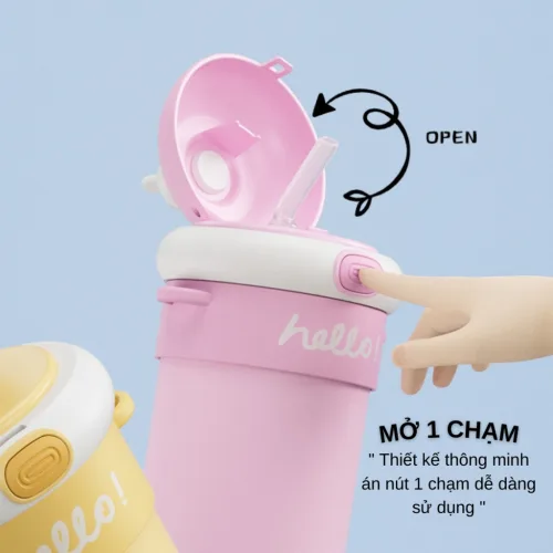 Chuyên sỉ bình Giữ Nhiệt Thủy Tinh Hello 400ml