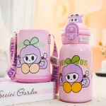 Chỗ sỉ bình Nước Giữ Nhiệt Cho Bé In Hoạt Hình Có Quai Đeo 450ml