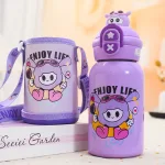 Chỗ sỉ bình Nước Giữ Nhiệt Cho Bé In Hoạt Hình Có Quai Đeo 450ml