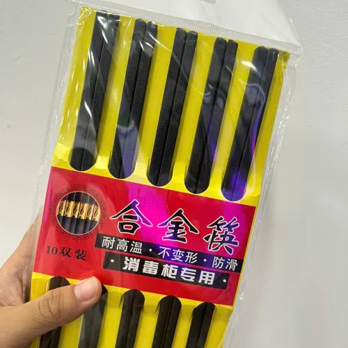 Đũa đen kháng khuẩn vân vuông 24cm, bộ 10 đôi