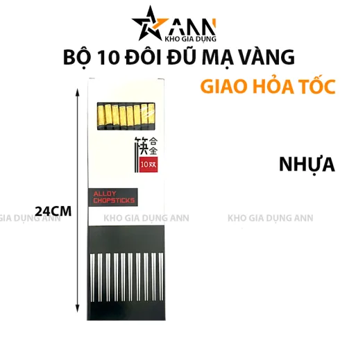 Chuyên sỉ bộ 10 Đôi Đũa Mạ Vàng Chống Trượt 24cm