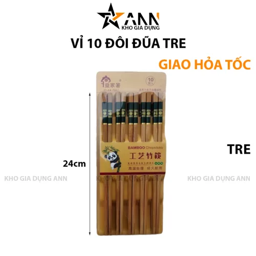 Nơi lấy sỉ bộ 10 Đôi Đũa Tre Chống Nấm Móc Trơn Trượt 24cm